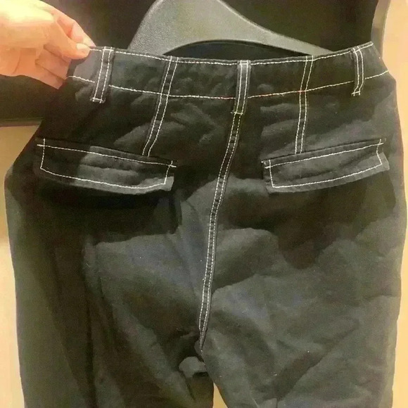 Divided Black Women's Cargo Pants White Stitching - Picture 7 of 7